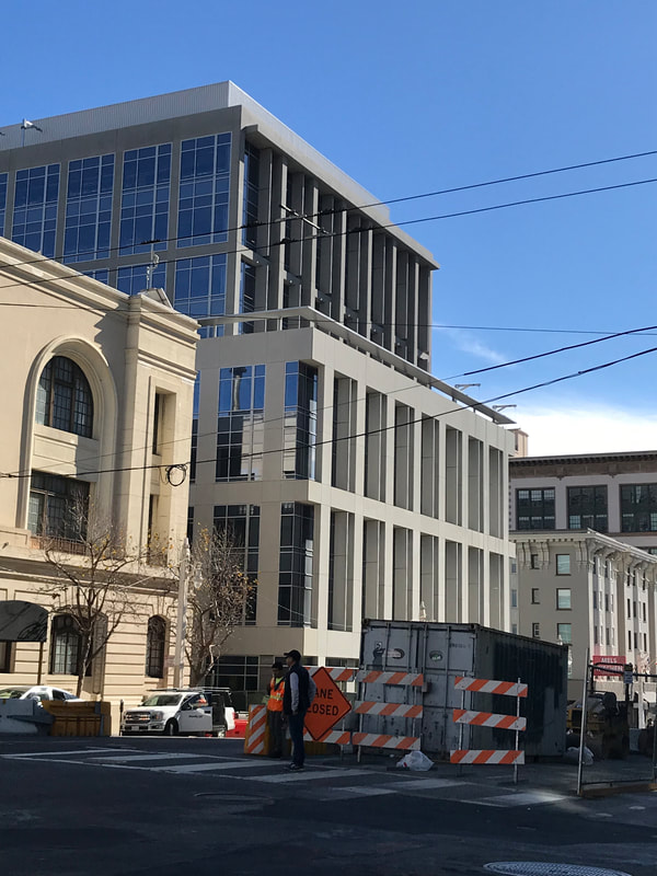 A new building at Van Ness and Geary, San Francisco, under construction